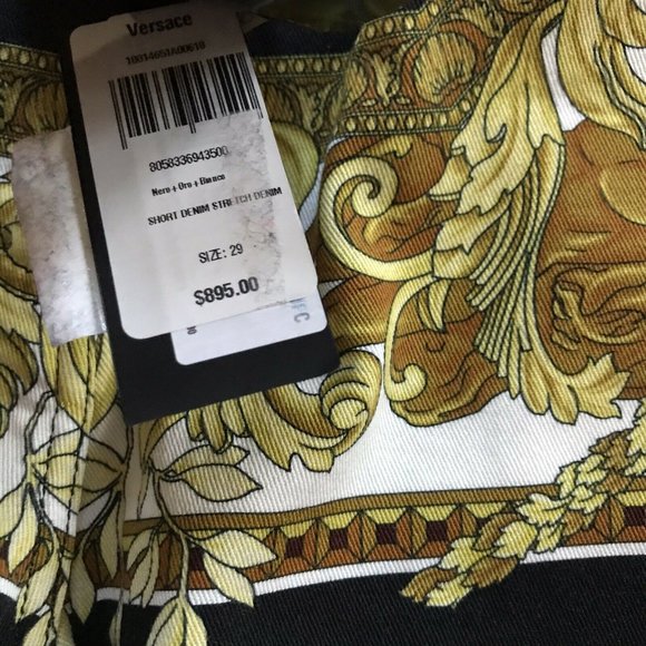 VERSACE Renaissance Print Denim Shorts - Picture 8 of 13